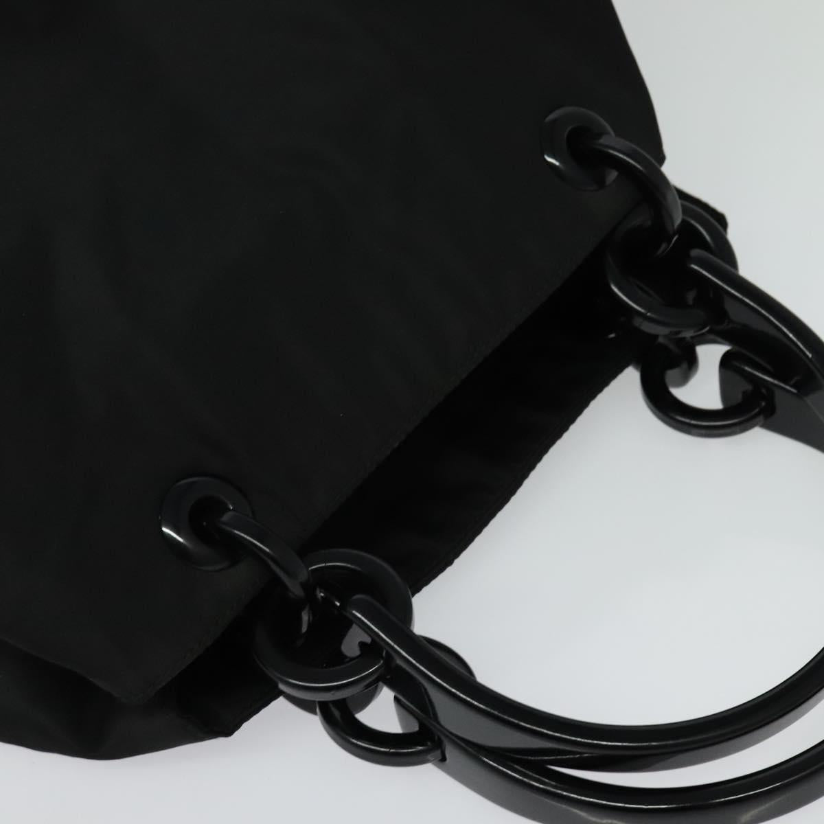 PRADA Hand Bag Nylon Black Silver Auth gh263