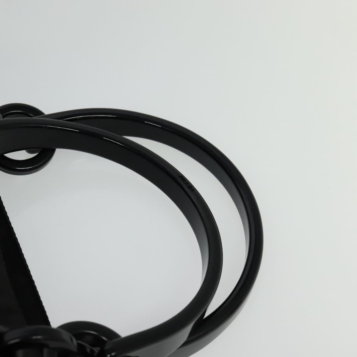 PRADA Hand Bag Nylon Black Silver Auth gh263
