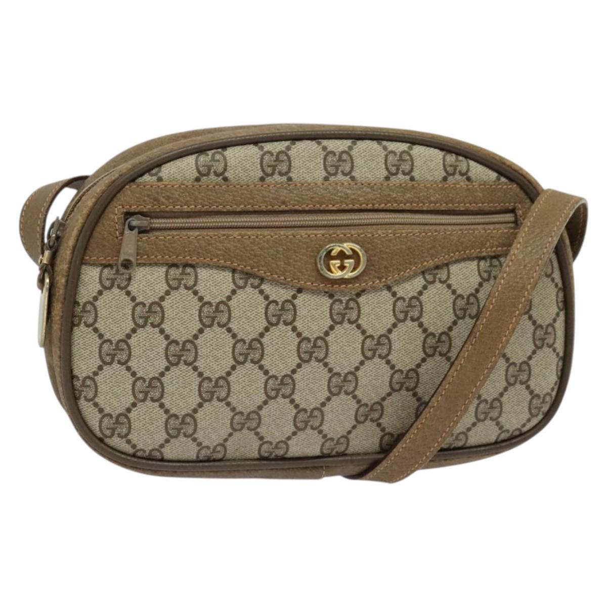 GUCCI GG Supreme Shoulder Bag PVC Beige Gold 001 067 1283 Auth gh282