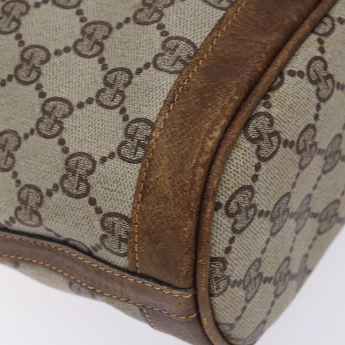 GUCCI GG Supreme Shoulder Bag PVC Beige Gold Silver Auth gh284
