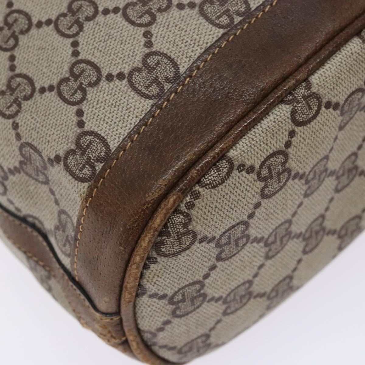 GUCCI GG Supreme Shoulder Bag PVC Beige Gold Silver Auth gh284