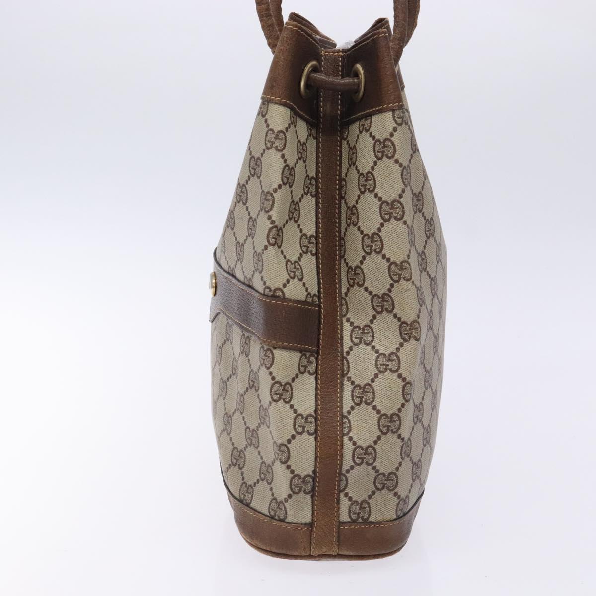 GUCCI GG Supreme Shoulder Bag PVC Beige Gold Silver Auth gh284