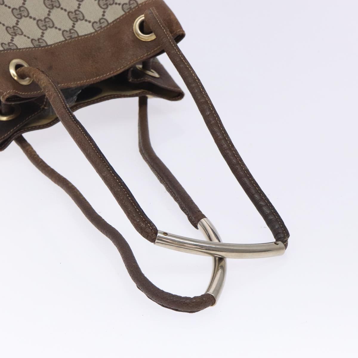 GUCCI GG Supreme Shoulder Bag PVC Beige Gold Silver Auth gh284