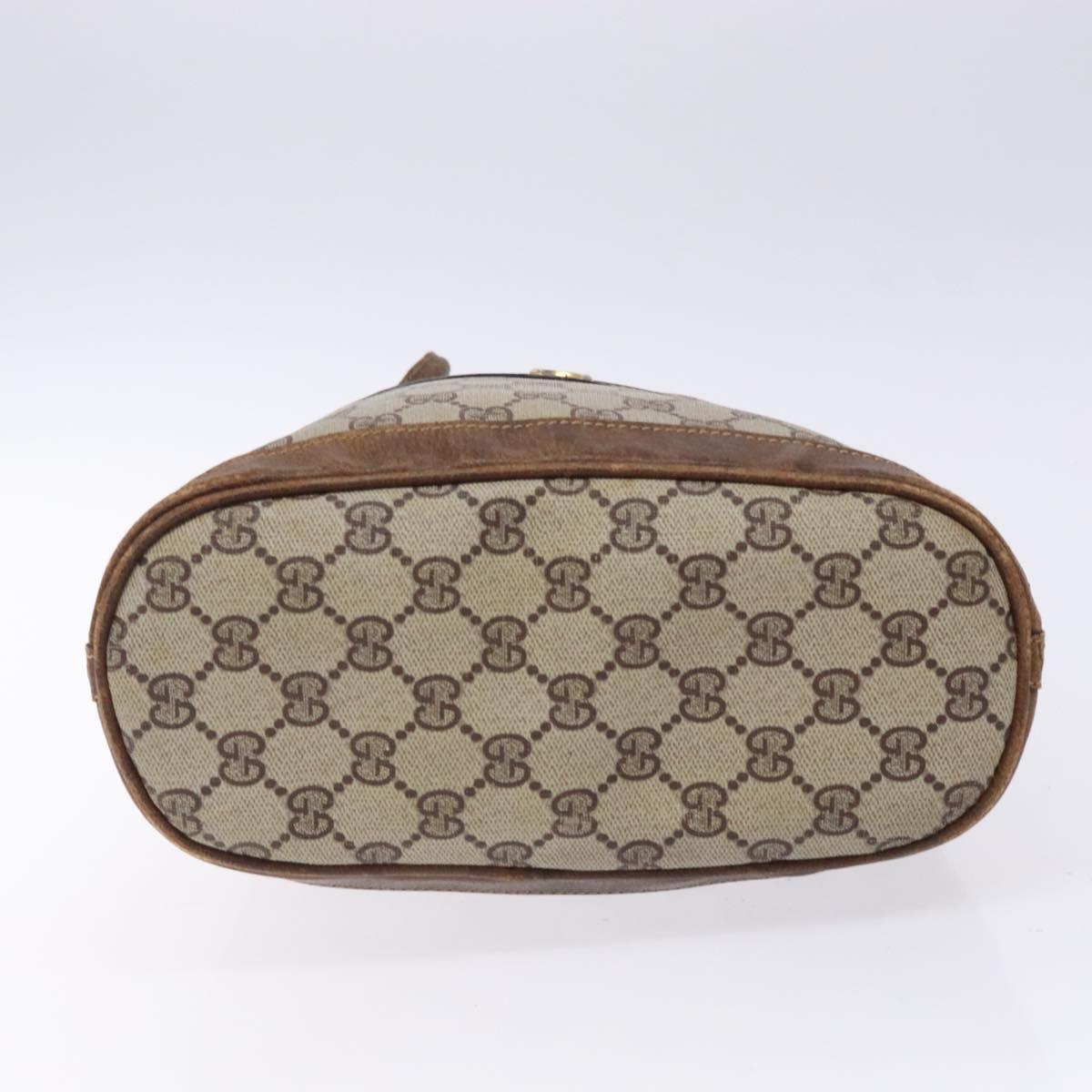 GUCCI GG Supreme Shoulder Bag PVC Beige Gold Silver Auth gh284