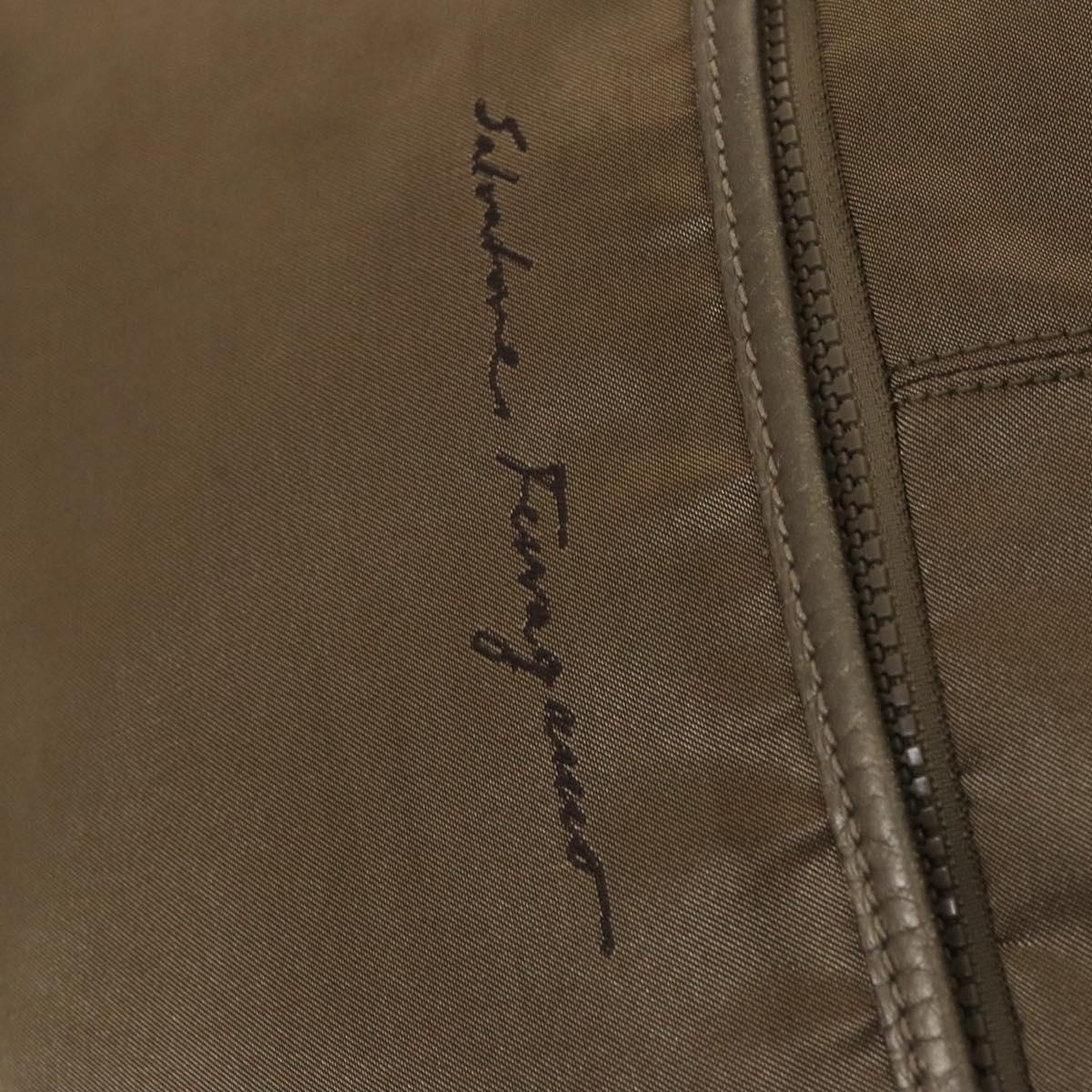 Salvatore Ferragamo Tote Bag Nylon 2way Beige Silver Auth gh287