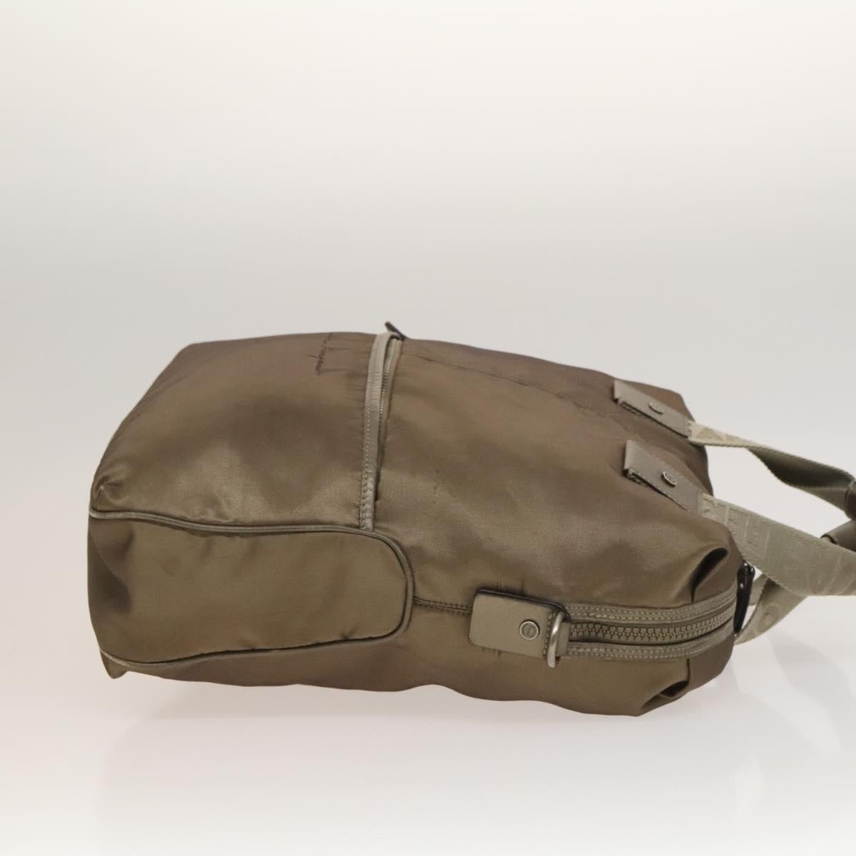 Salvatore Ferragamo Tote Bag Nylon 2way Beige Silver Auth gh287