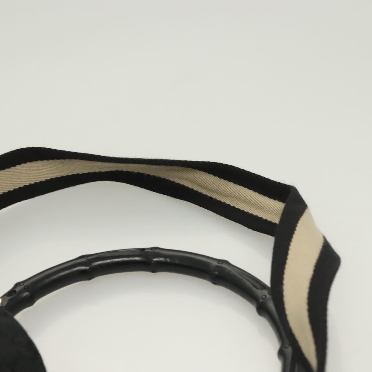 GUCCI GG Canvas Bamboo Hand Bag 2way Black Silver 001 4095 Auth gh297
