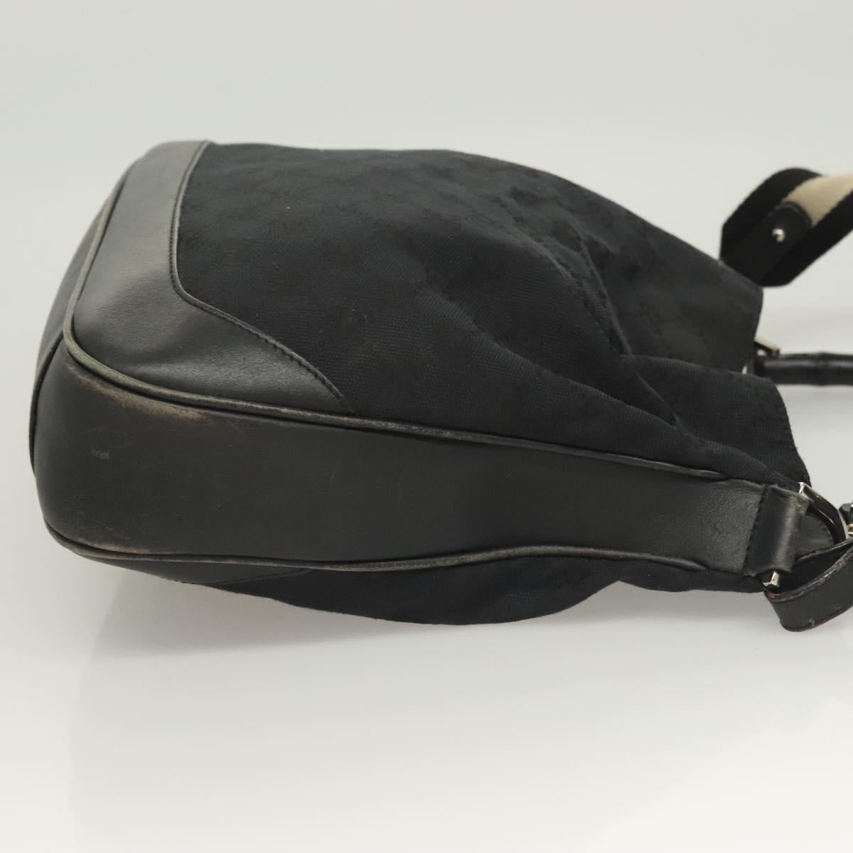 GUCCI GG Canvas Bamboo Hand Bag 2way Black Silver 001 4095 Auth gh297