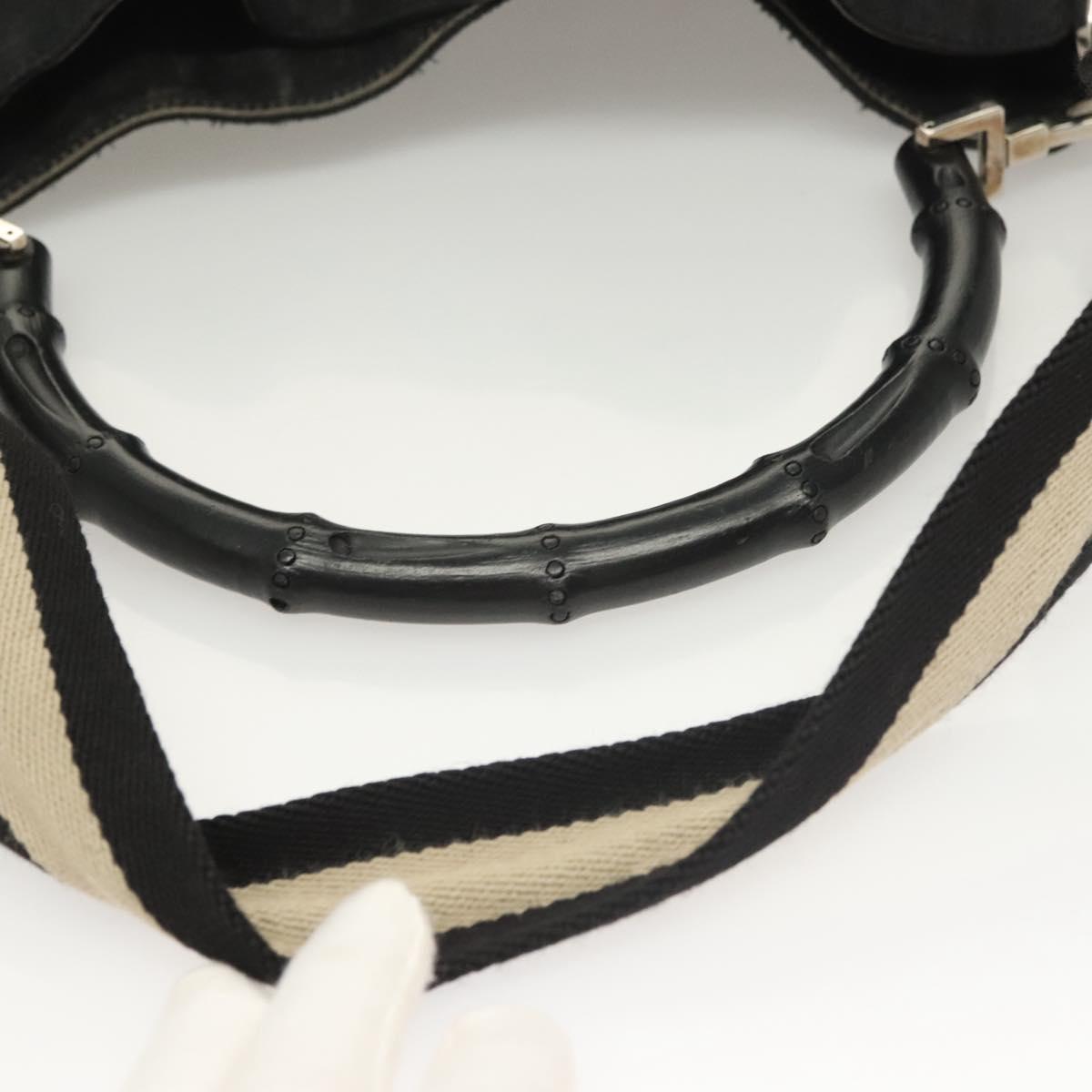 GUCCI GG Canvas Bamboo Hand Bag 2way Black Silver 001 4095 Auth gh297