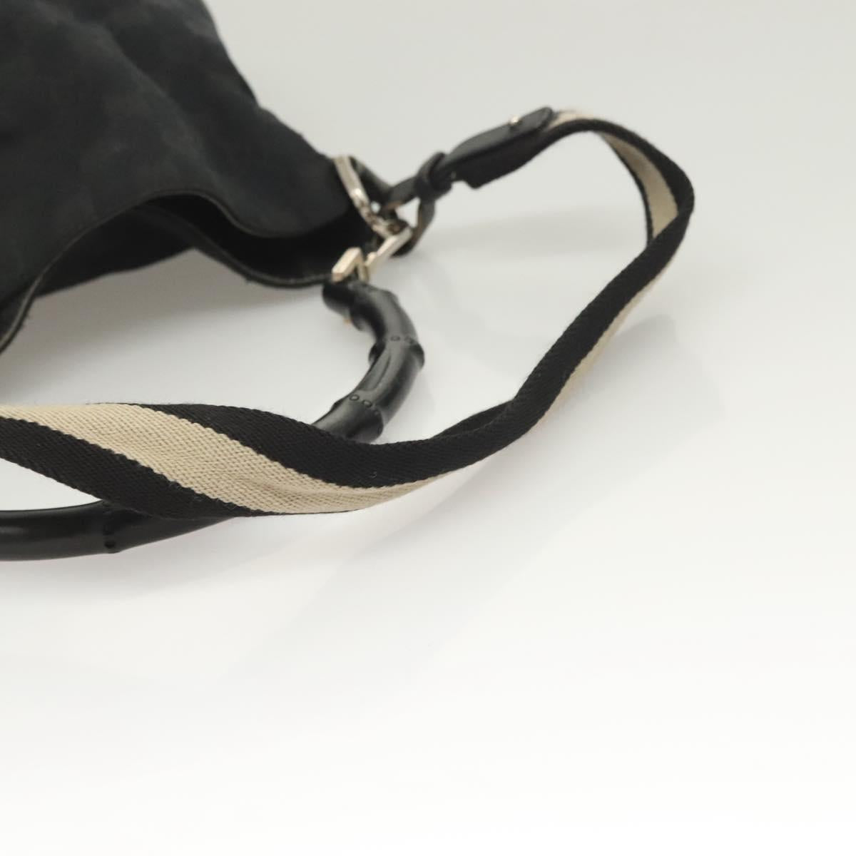 GUCCI GG Canvas Bamboo Hand Bag 2way Black Silver 001 4095 Auth gh297