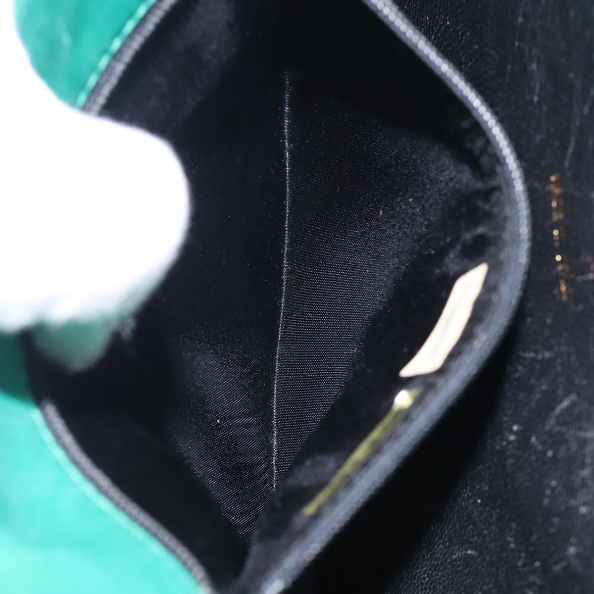 CHANEL Chain Hand Bag Lamb Skin Green Gold CC Auth gh309