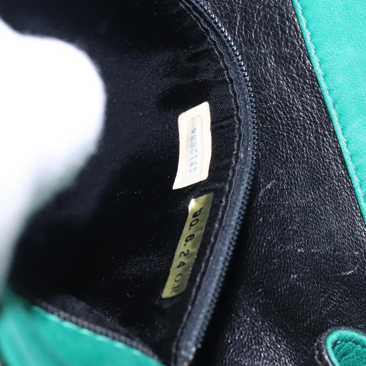 CHANEL Chain Hand Bag Lamb Skin Green Gold CC Auth gh309