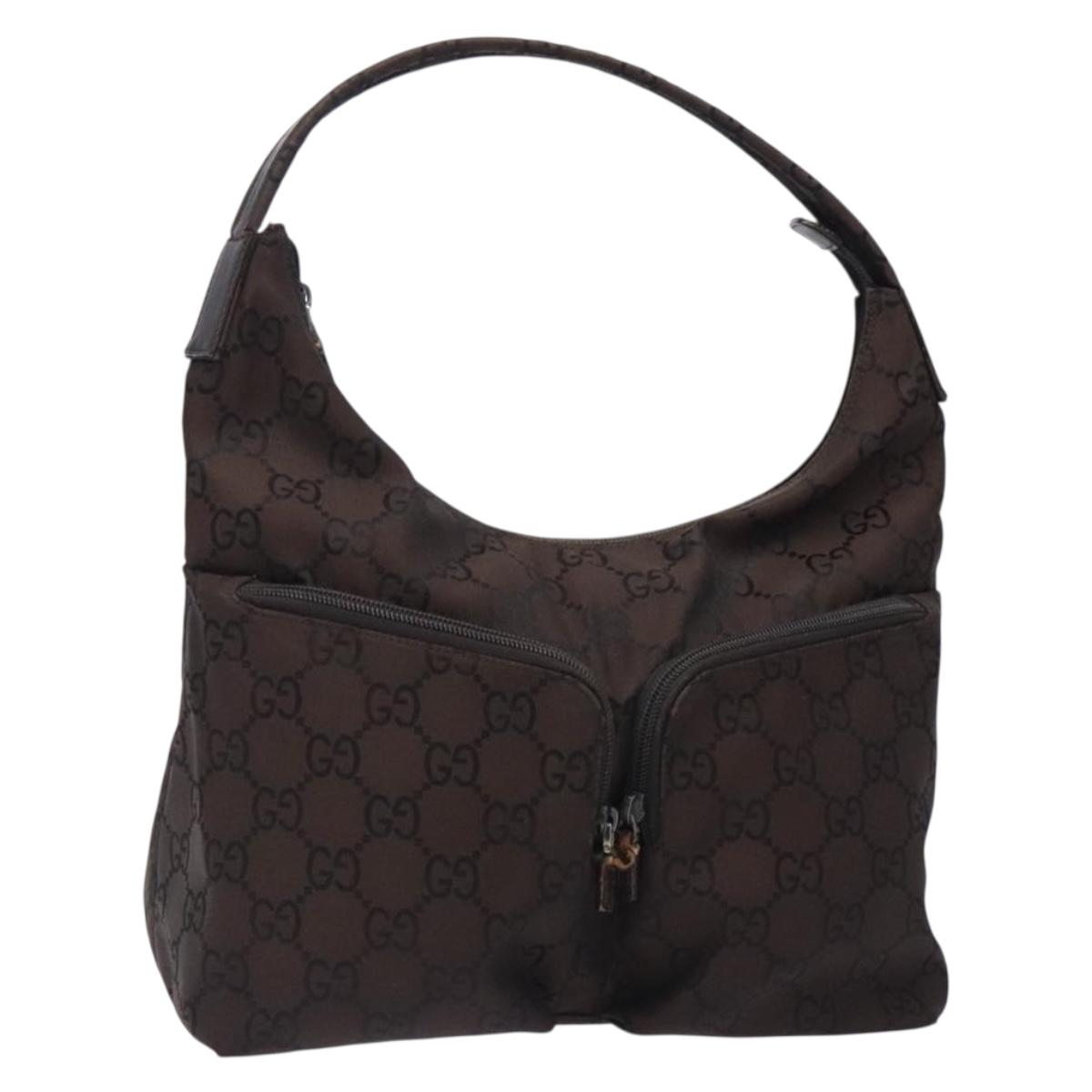 GUCCI GG Canvas Shoulder Bag Dark Brown 001 3380 Auth gh331