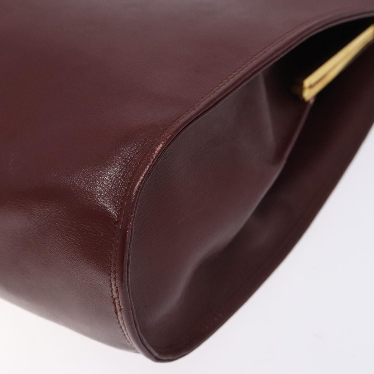 CARTIER Must Line Gamaguchi Shoulder Bag Leather Bordeaux Gold Auth gh335