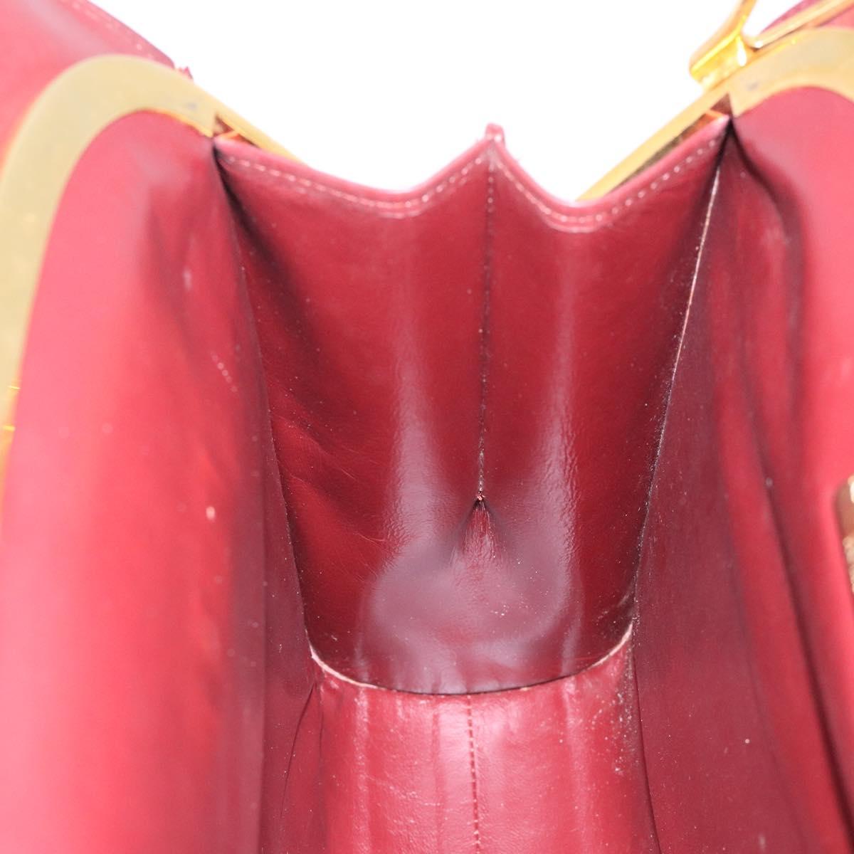 CARTIER Must Line Gamaguchi Shoulder Bag Leather Bordeaux Gold Auth gh335