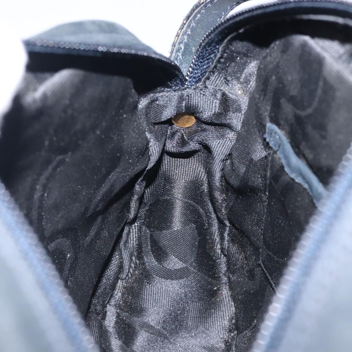 Salvatore Ferragamo Vala Shoulder Bag Suede Navy Gold Auth gh351