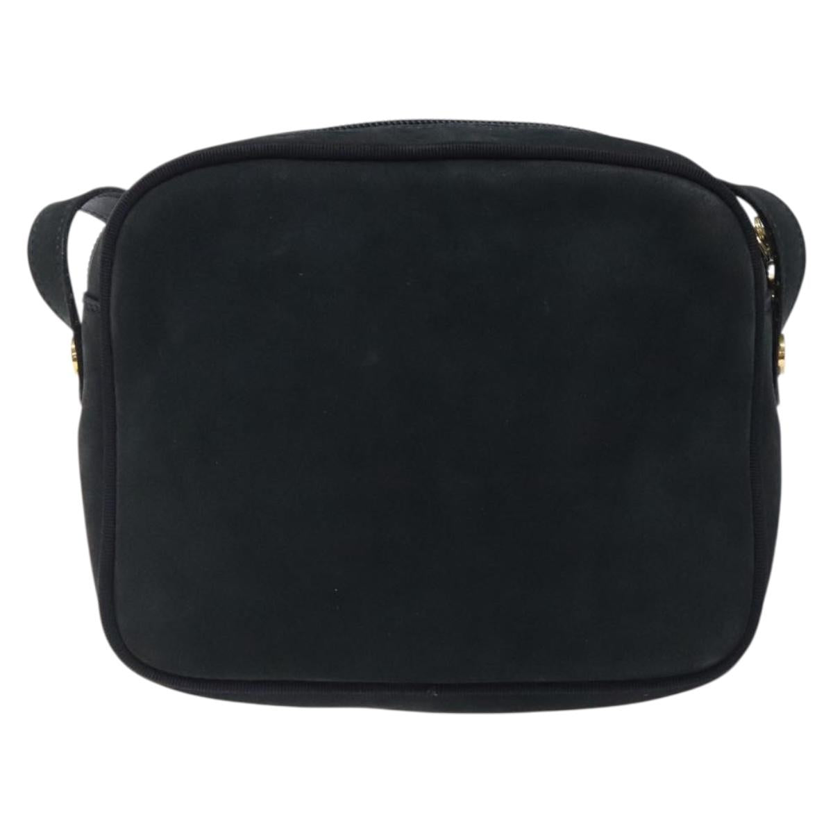 Salvatore Ferragamo Vala Shoulder Bag Suede Navy Gold Auth gh351