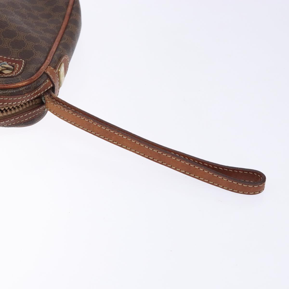 CELINE Macadam Canvas Clutch Bag PVC Leather Brown Gold Auth gh359