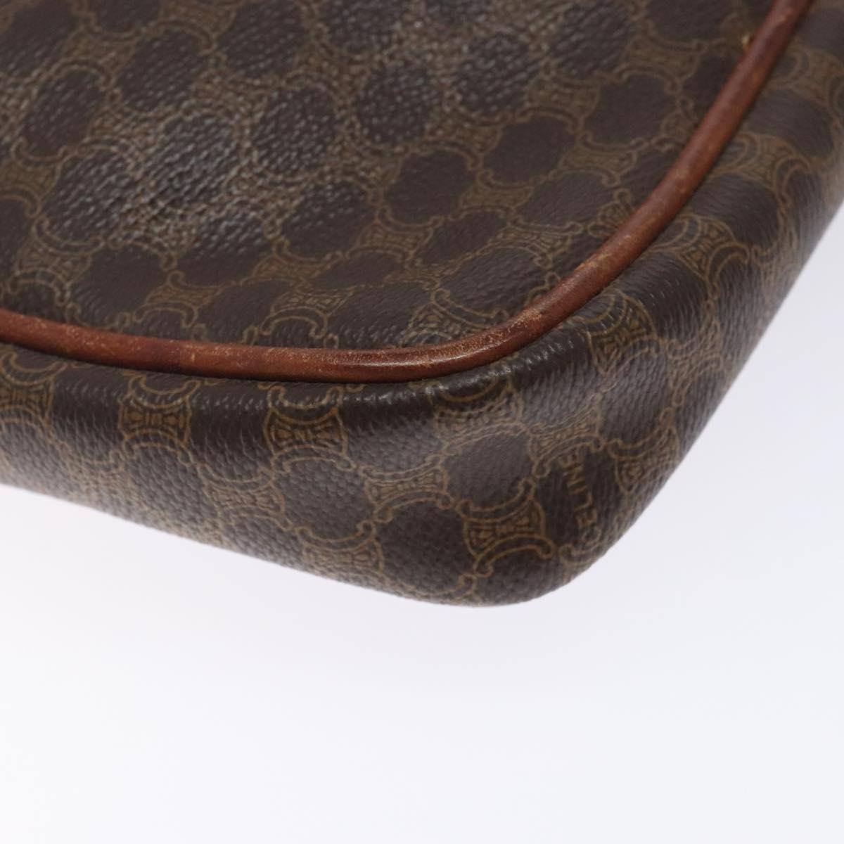 CELINE Macadam Canvas Clutch Bag PVC Leather Brown Gold Auth gh359
