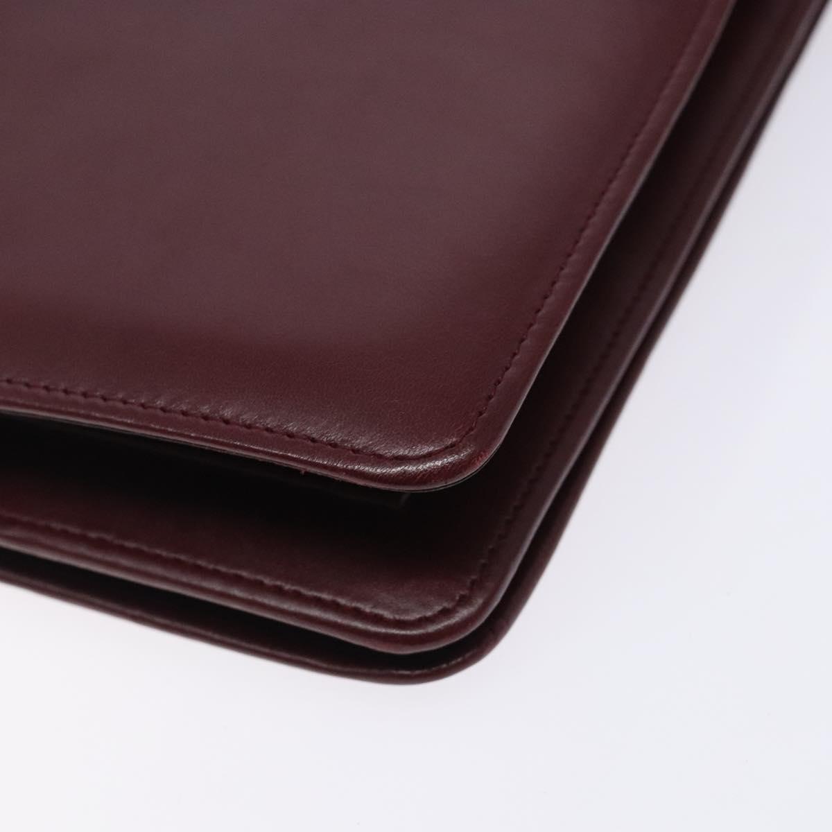 CARTIER Must Line Shoulder Bag Leather Bordeaux Gold Auth gh362