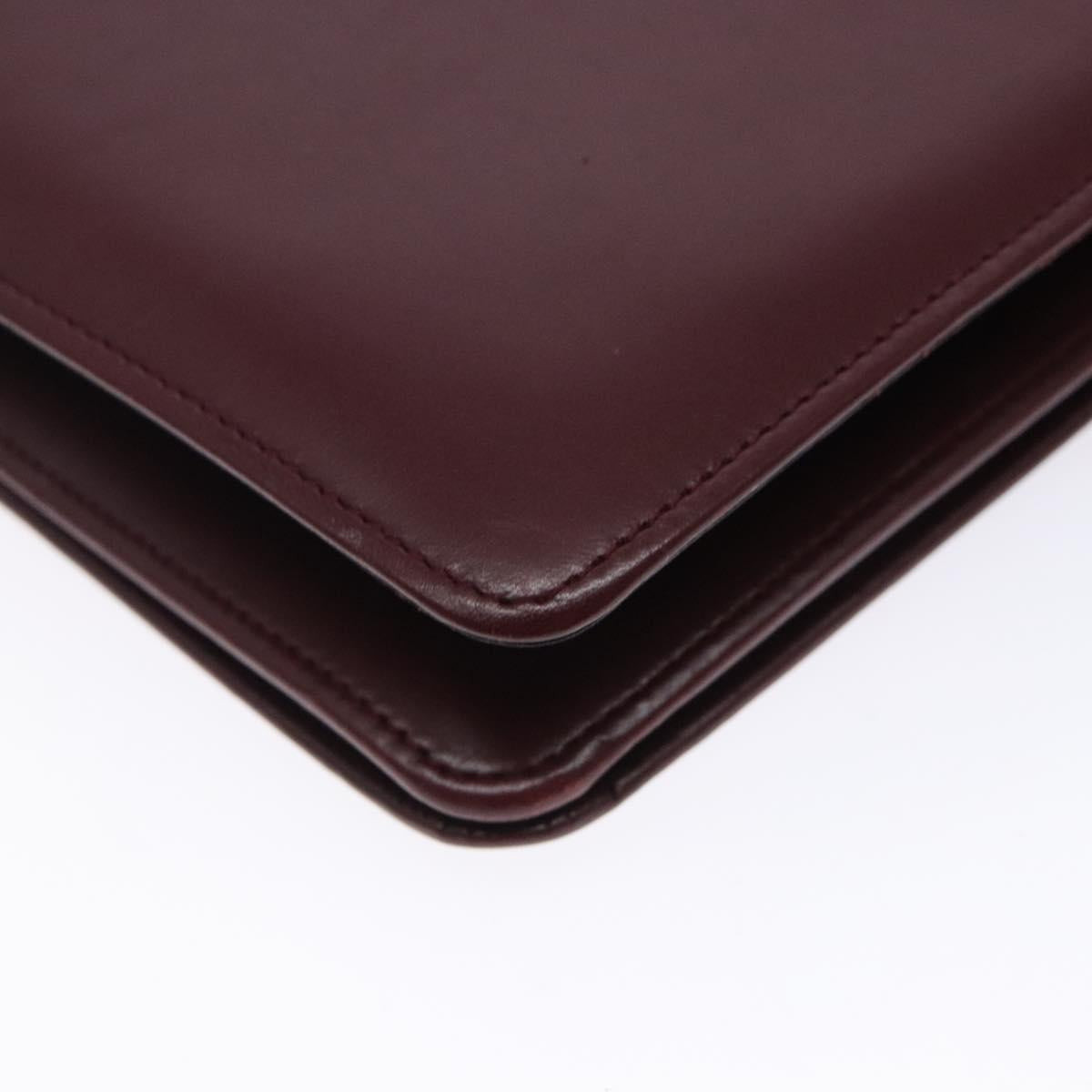 CARTIER Must Line Shoulder Bag Leather Bordeaux Gold Auth gh362