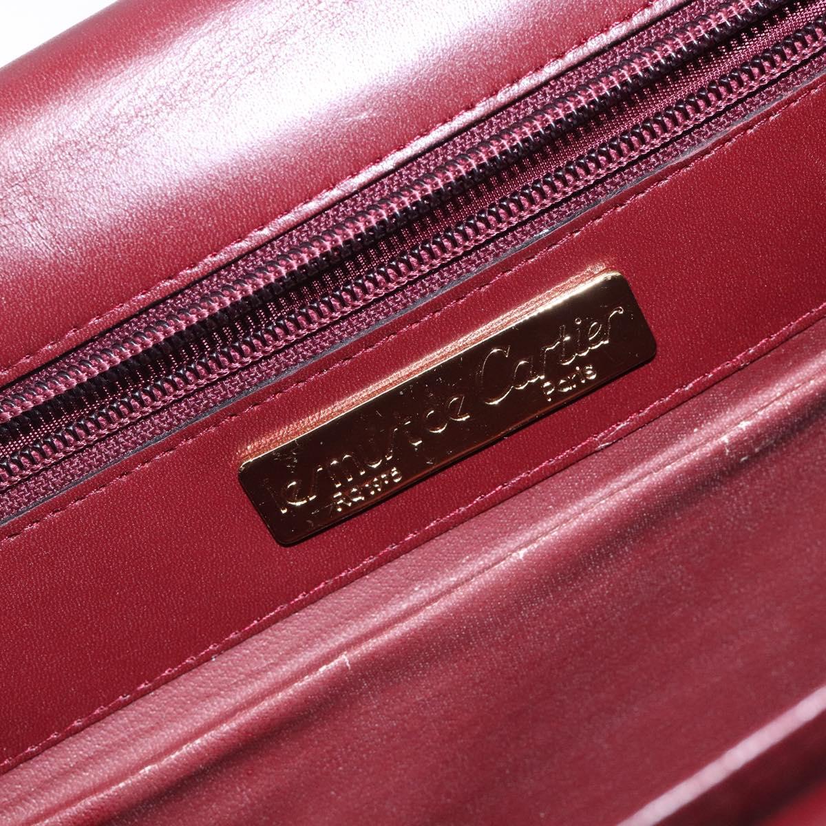 CARTIER Must Line Shoulder Bag Leather Bordeaux Gold Auth gh362