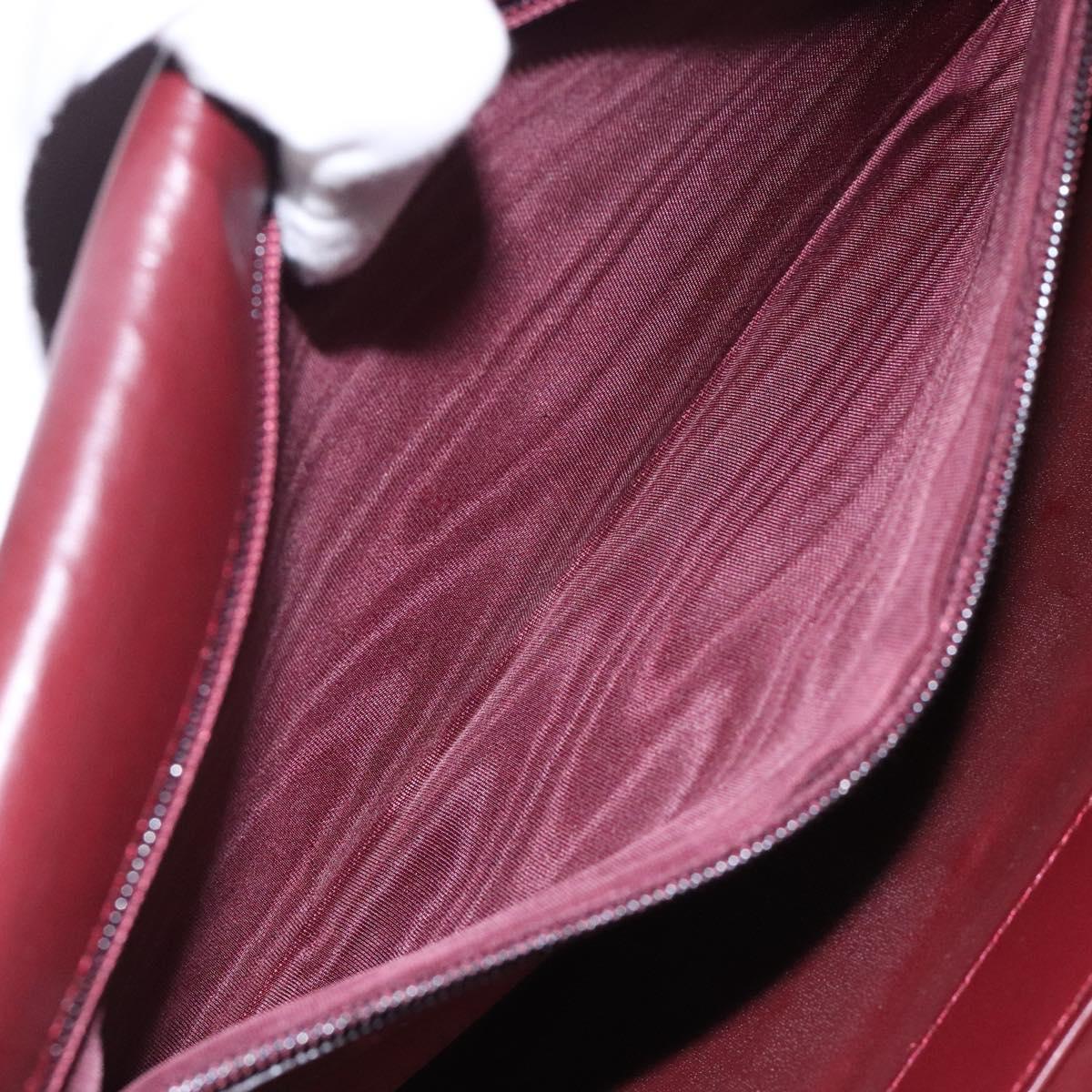 CARTIER Must Line Shoulder Bag Leather Bordeaux Gold Auth gh362