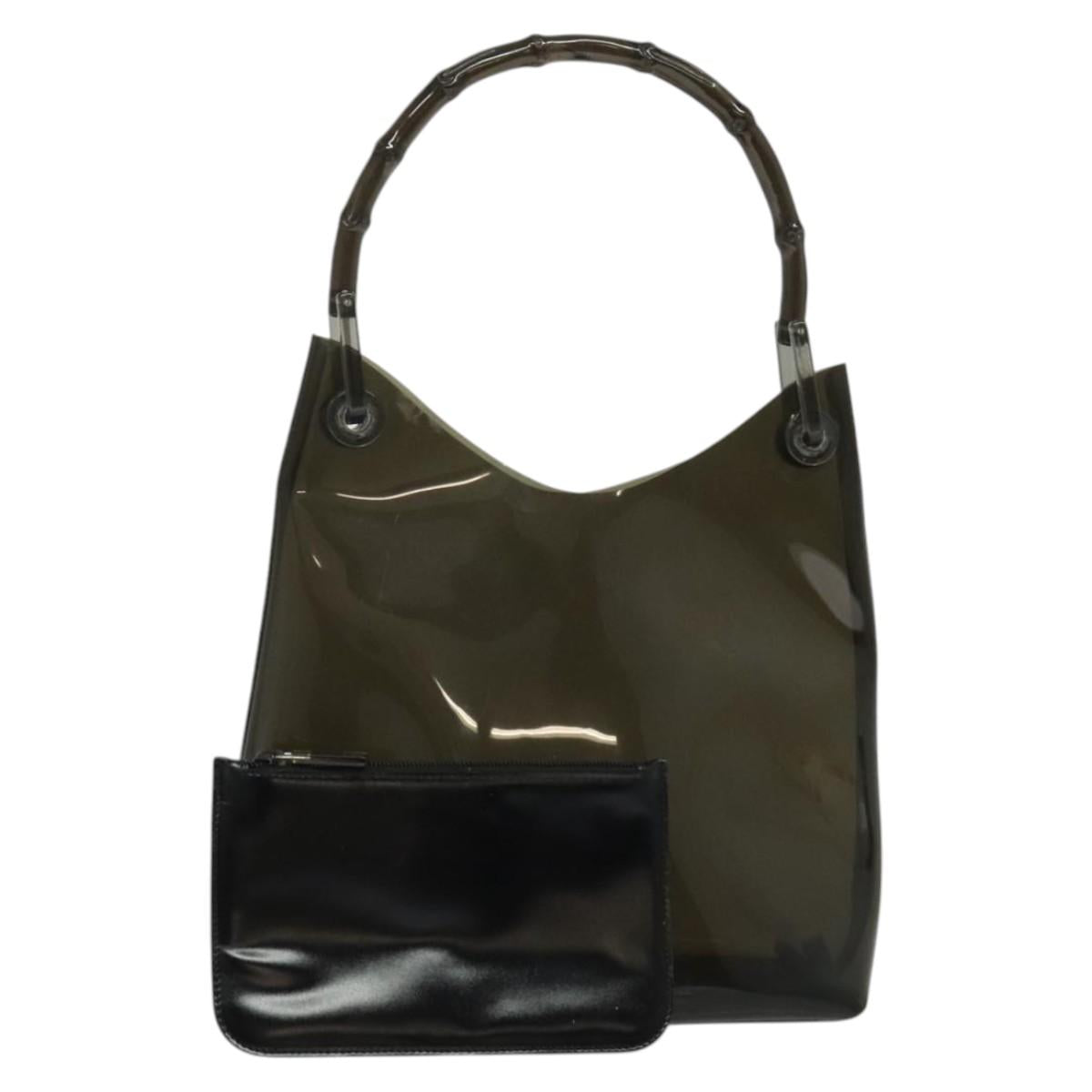 GUCCI Bamboo Shoulder Bag Vinyl Black 001 2113 1880 Auth gh392