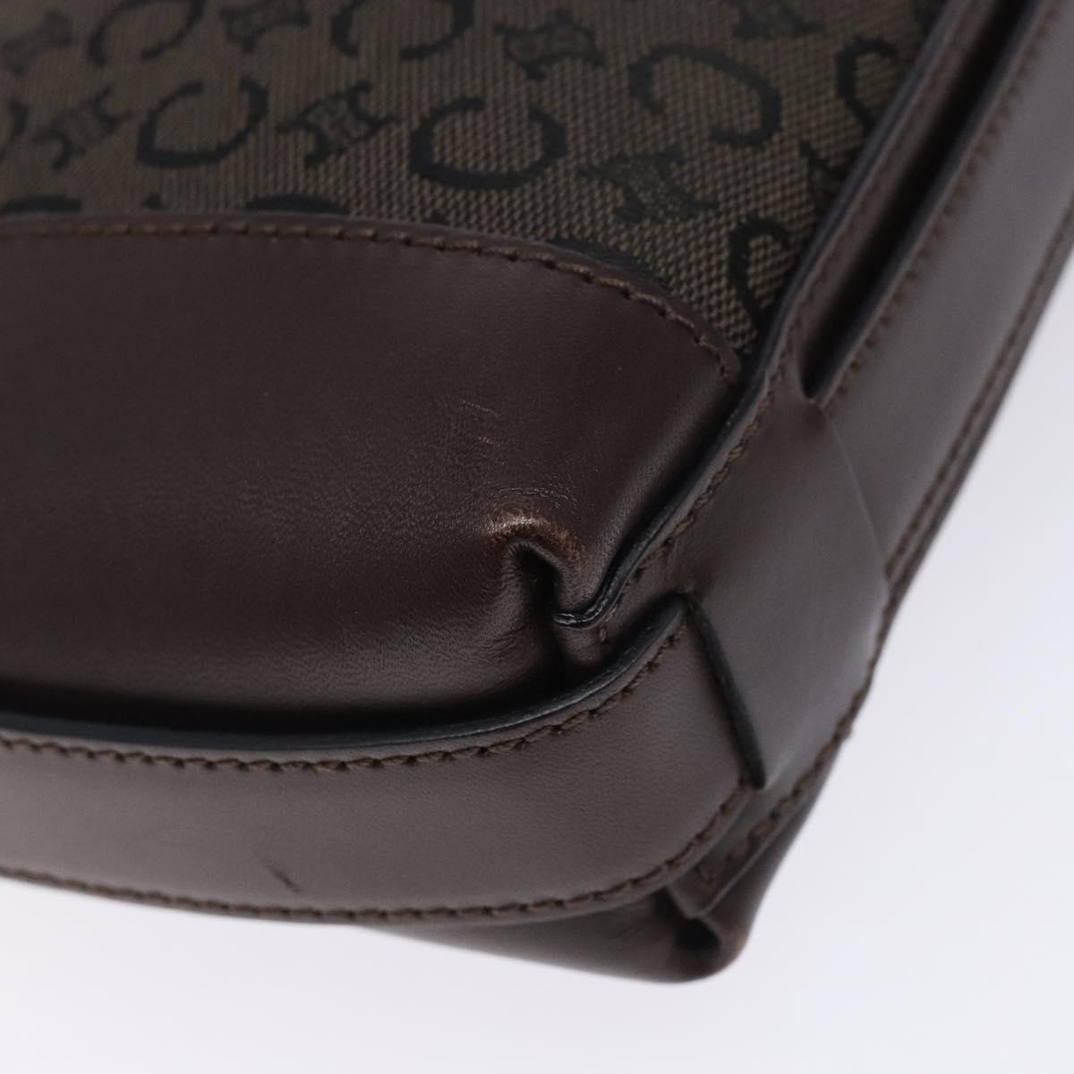 CELINE C Macadam Canvas Shoulder Bag Brown Silver Auth gh393