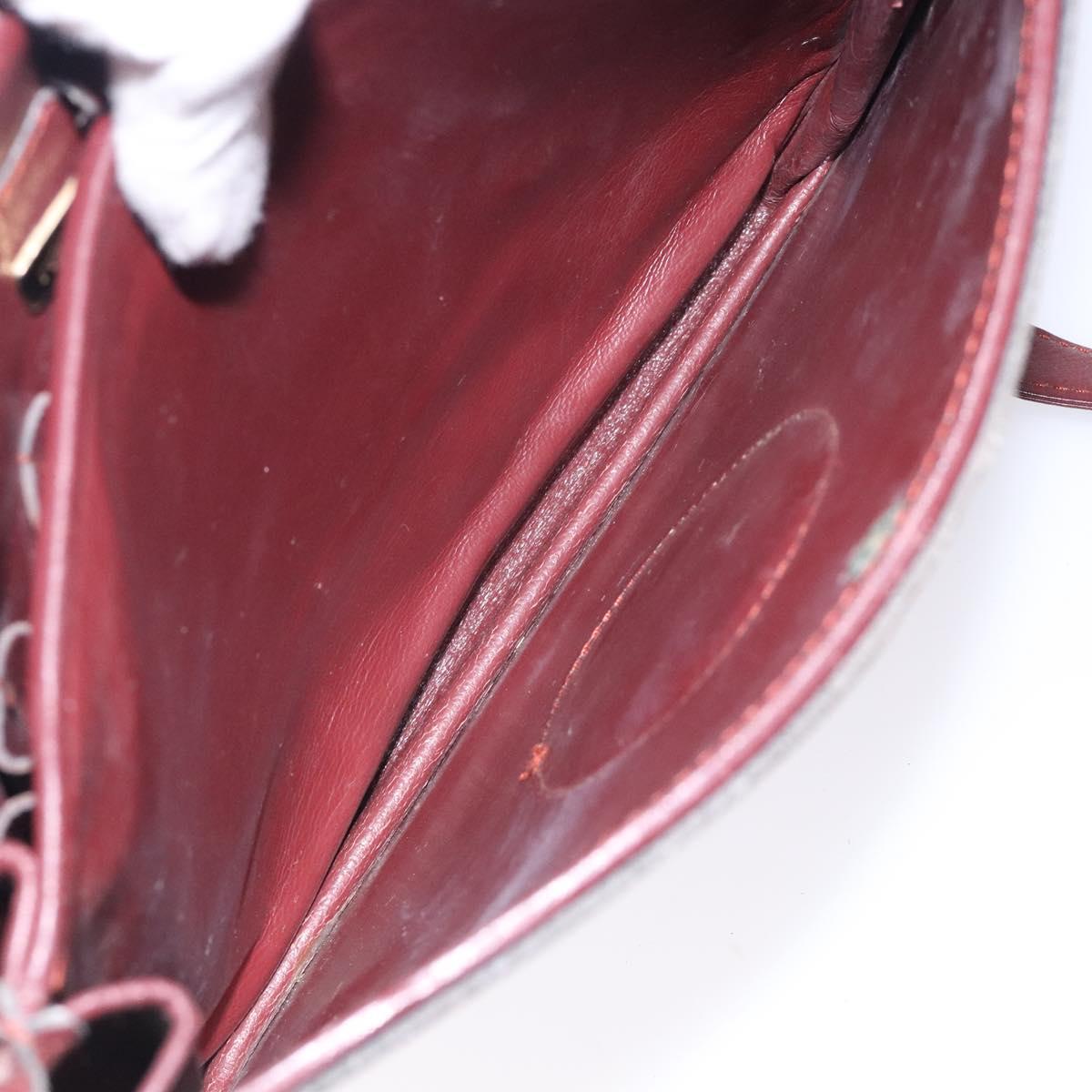 CARTIER Must Line Shoulder Bag Leather Bordeaux Gold Auth gh394
