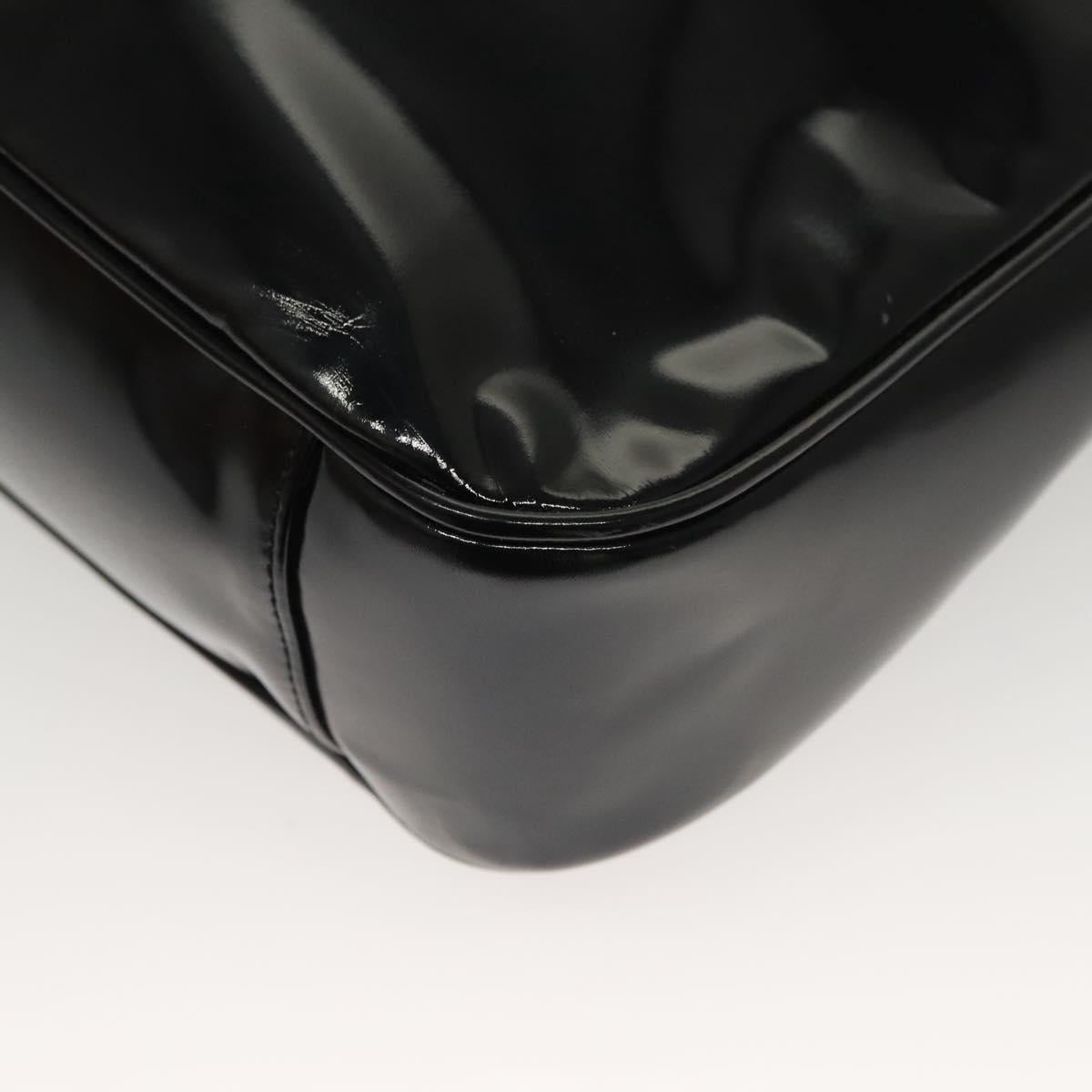 GUCCI Bamboo Hand Bag Enamel 2way Black Gold 001 1705 1638 Auth gh404