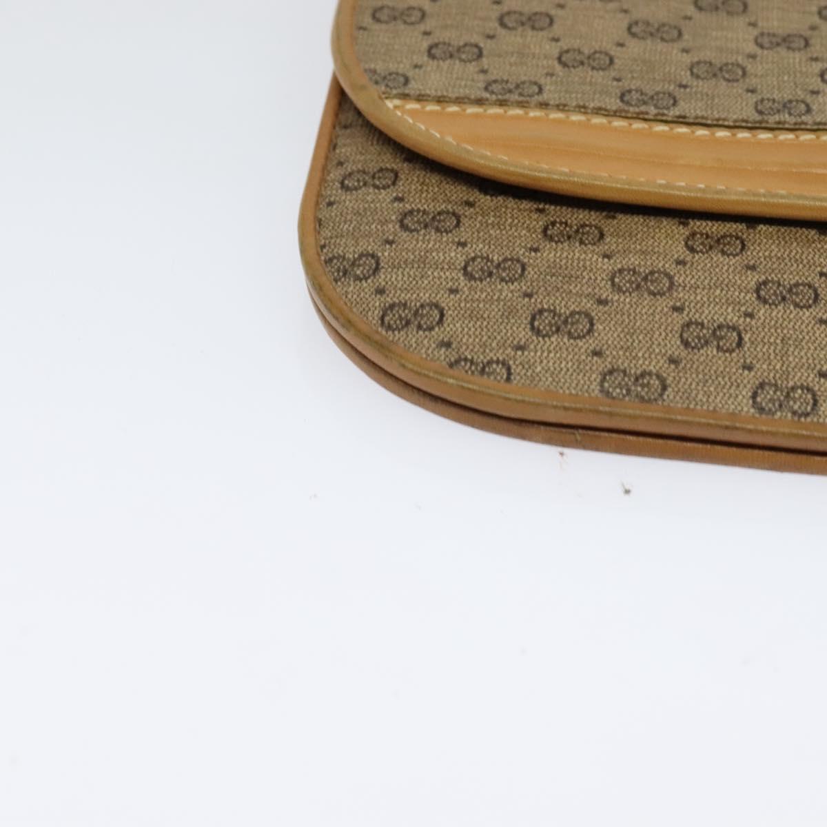 GUCCI Micro GG Supreme Shoulder Bag PVC Beige Gold Auth gh417