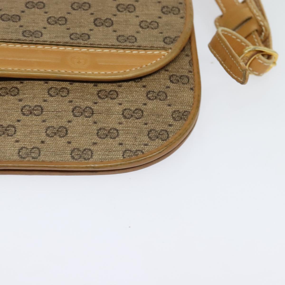 GUCCI Micro GG Supreme Shoulder Bag PVC Beige Gold Auth gh417