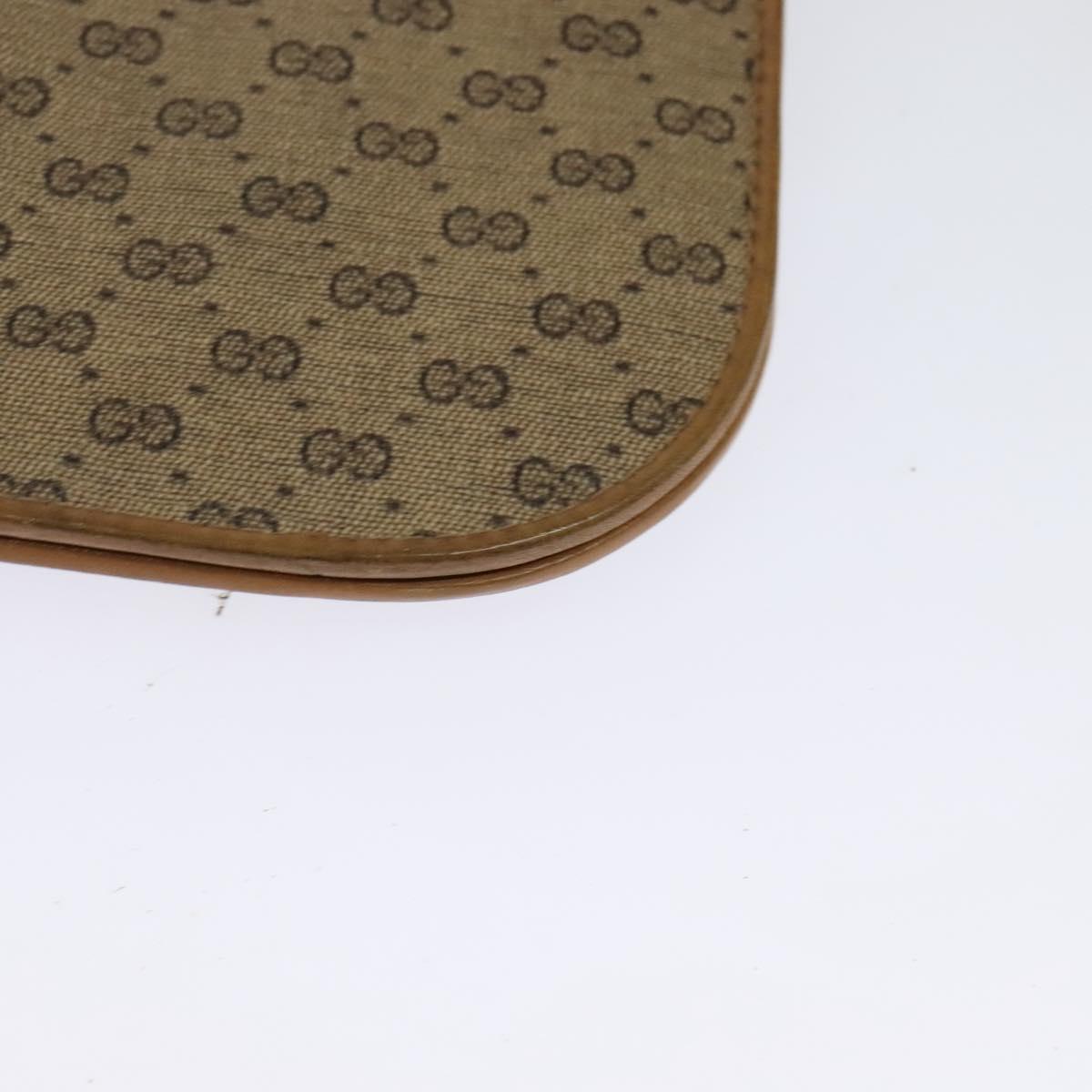 GUCCI Micro GG Supreme Shoulder Bag PVC Beige Gold Auth gh417