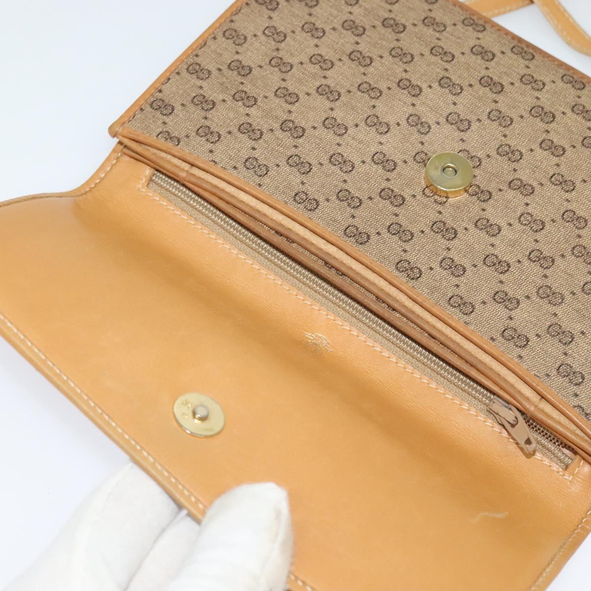 GUCCI Micro GG Supreme Shoulder Bag PVC Beige Gold Auth gh417