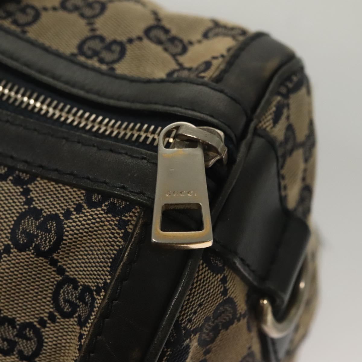 GUCCI GG Canvas Sherry Line Boston Bag Navy Red 247205 Auth gh440