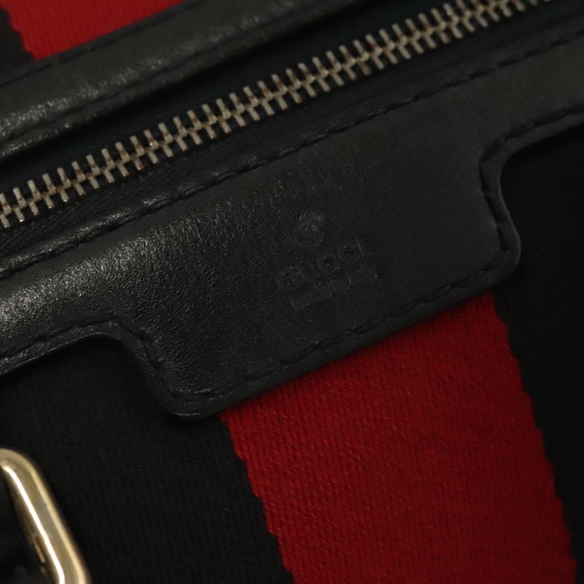 GUCCI GG Canvas Sherry Line Boston Bag Navy Red 247205 Auth gh440