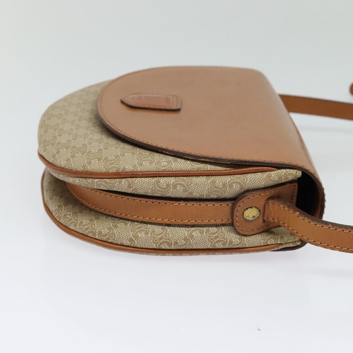 CELINE Macadam Canvas Shoulder Bag PVC Leather Beige Gold Auth gh480