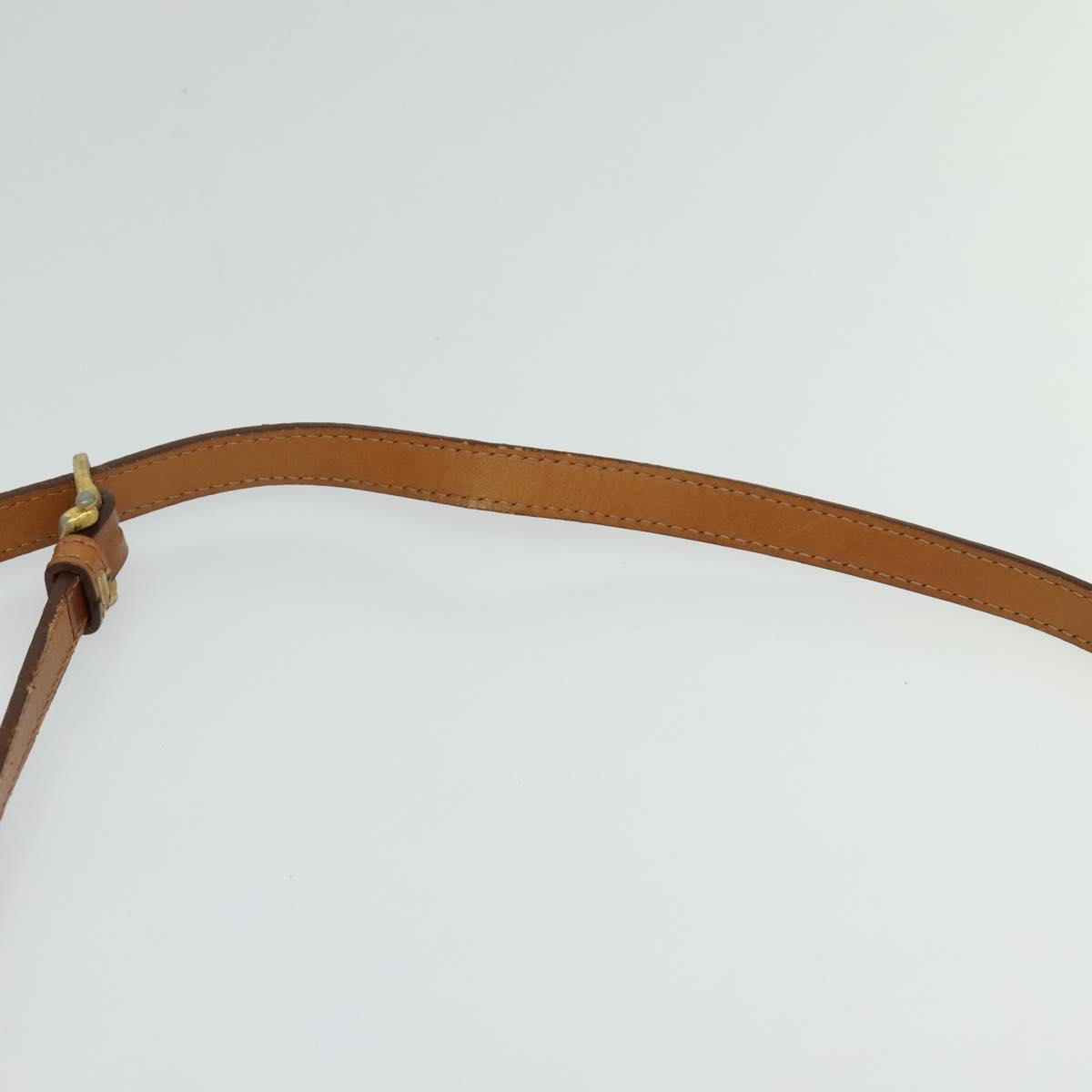 CELINE Macadam Canvas Shoulder Bag PVC Leather Beige Gold Auth gh480