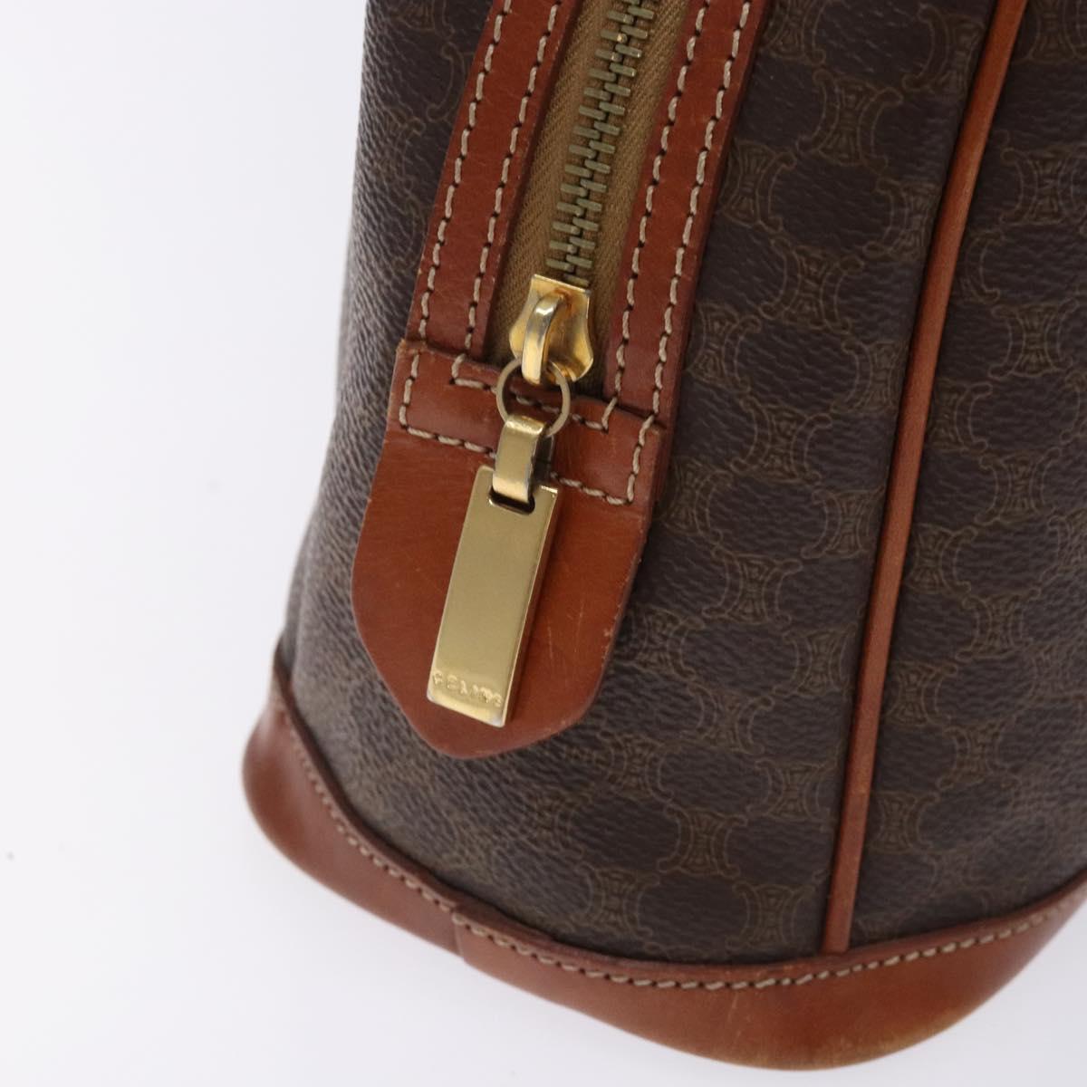 CELINE Macadam Canvas Hand Bag PVC Leather Brown Gold Auth gh484