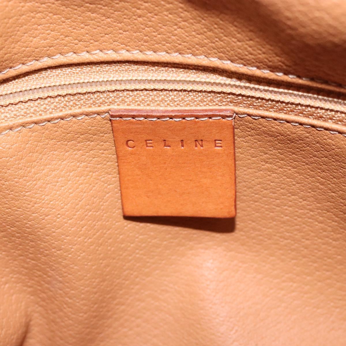 CELINE Macadam Canvas Hand Bag PVC Leather Brown Gold Auth gh484