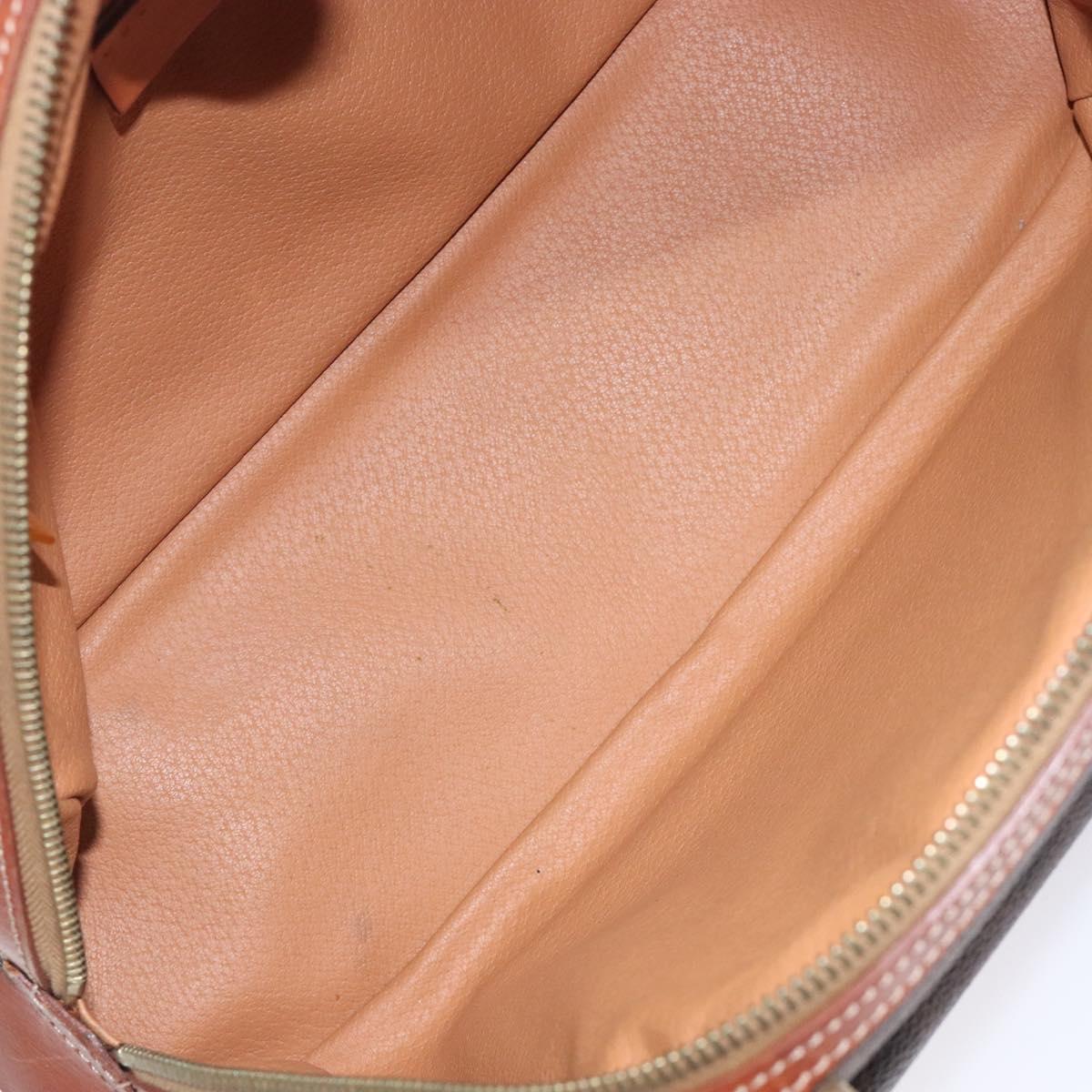 CELINE Macadam Canvas Hand Bag PVC Leather Brown Gold Auth gh484