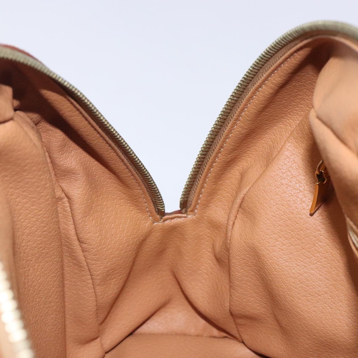 CELINE Macadam Canvas Hand Bag PVC Leather Brown Gold Auth gh484