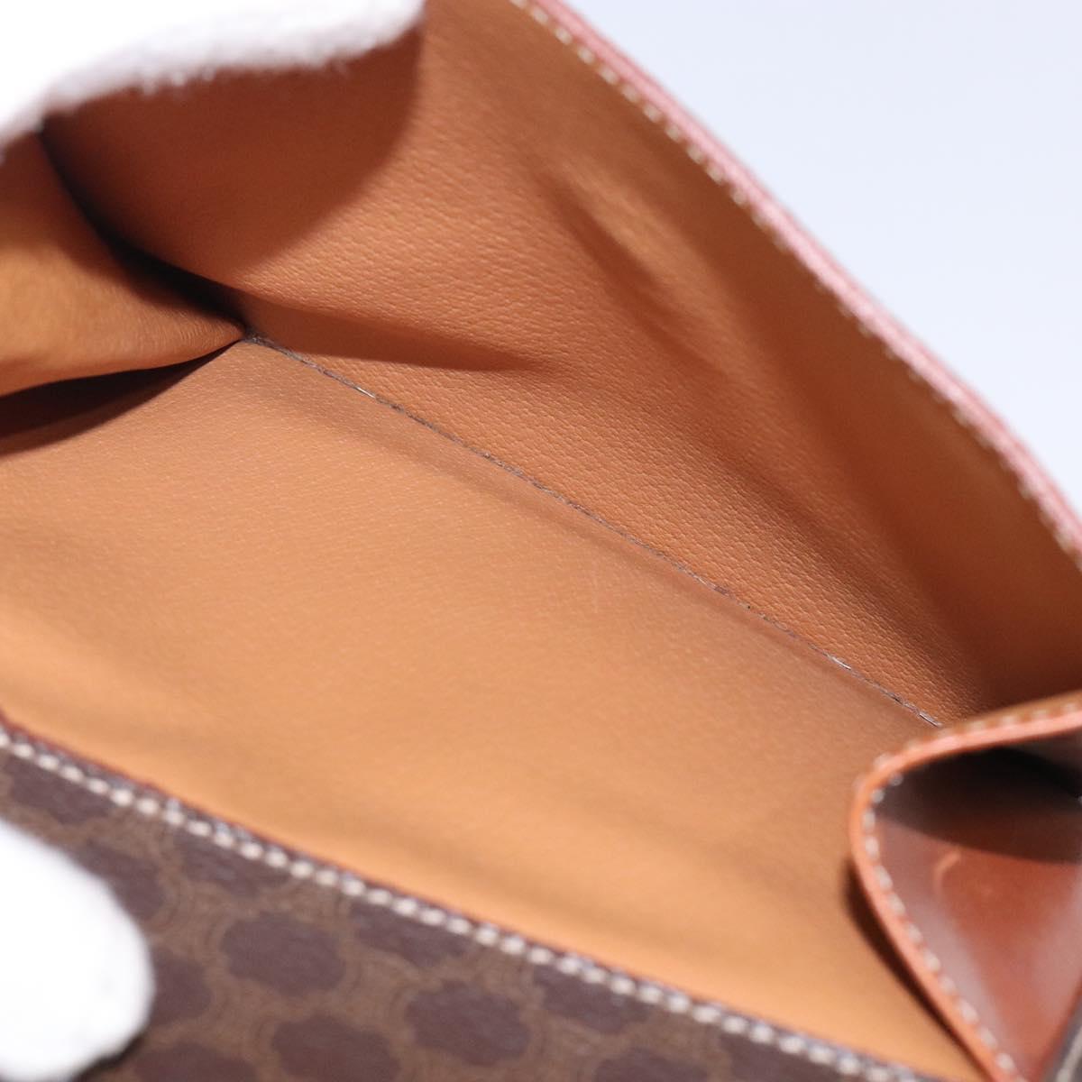 CELINE Macadam Canvas Hand Bag PVC Leather Brown Gold Auth gh484