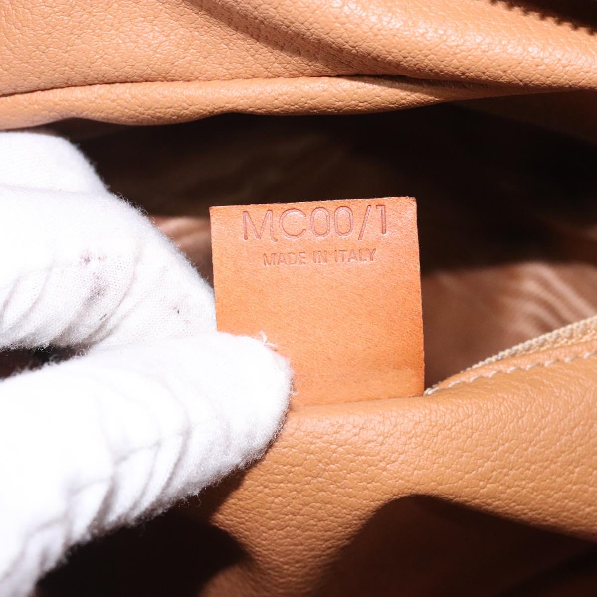 CELINE Macadam Canvas Hand Bag PVC Leather Brown Gold Auth gh484