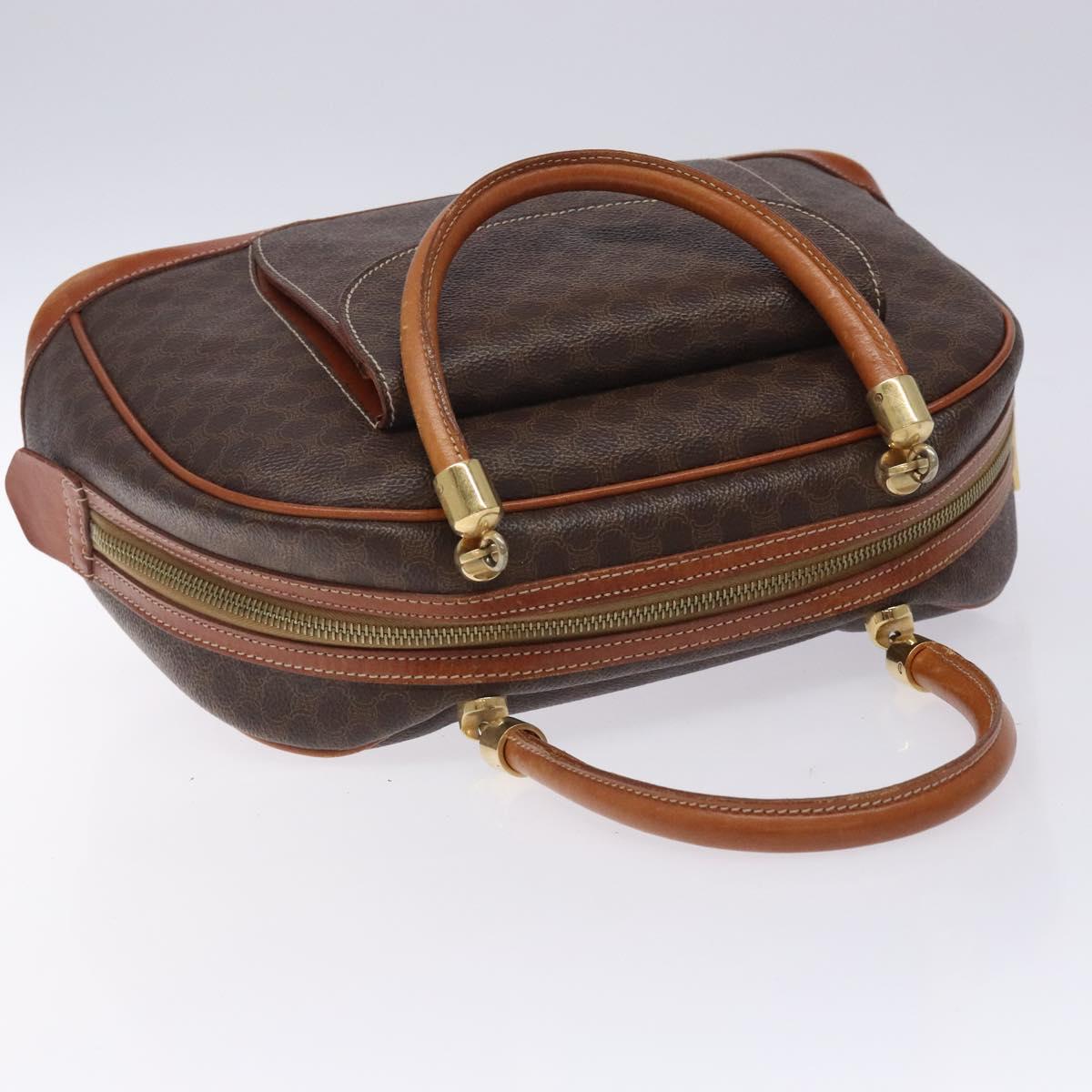 CELINE Macadam Canvas Hand Bag PVC Leather Brown Gold Auth gh484