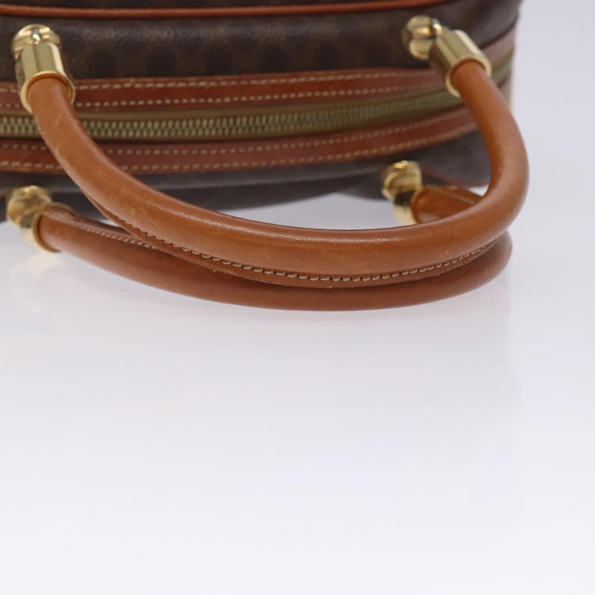 CELINE Macadam Canvas Hand Bag PVC Leather Brown Gold Auth gh484