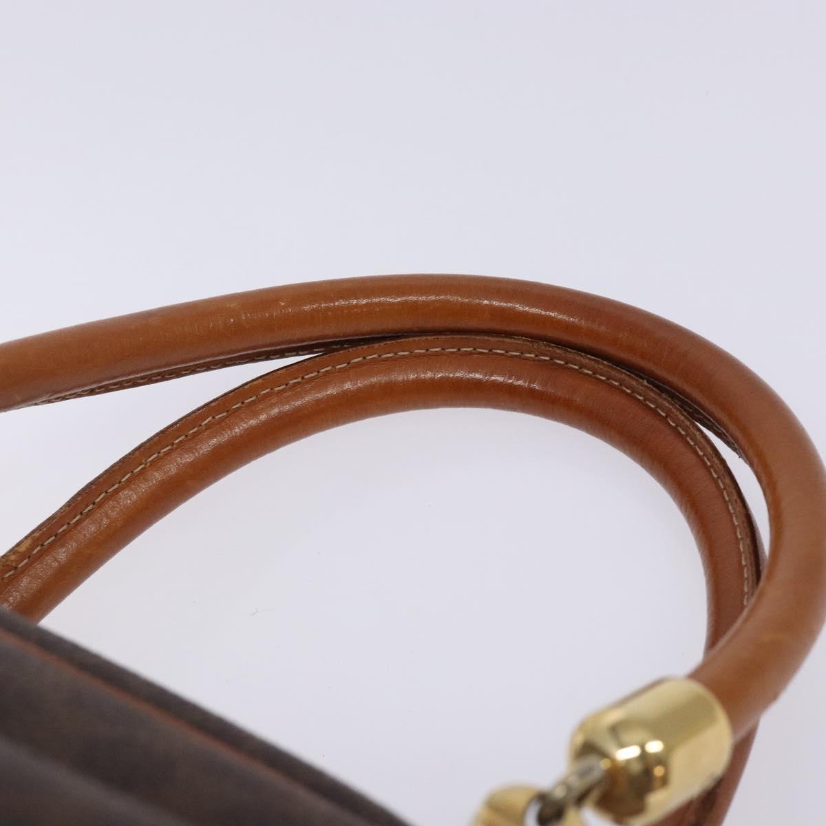 CELINE Macadam Canvas Hand Bag PVC Leather Brown Gold Auth gh484