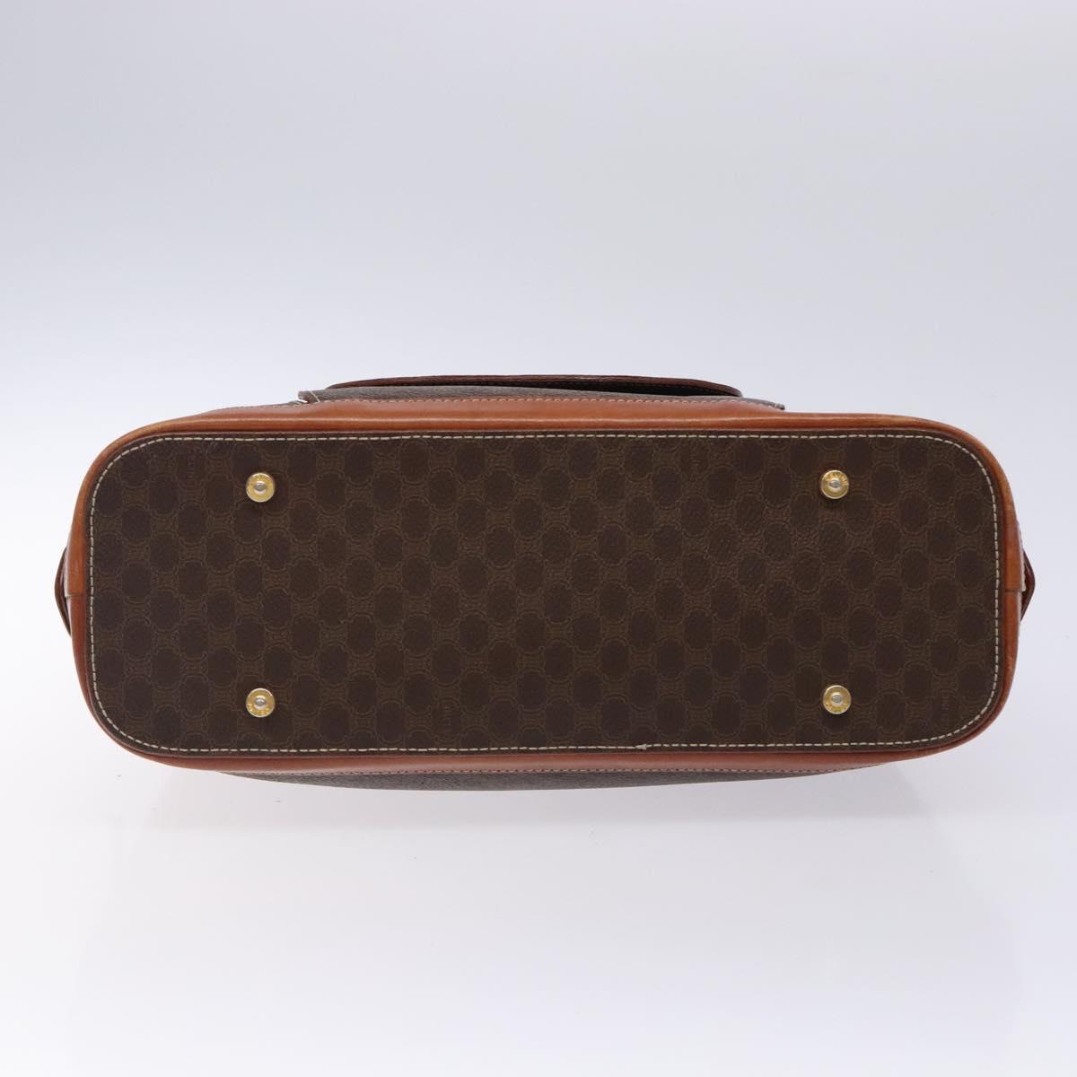 CELINE Macadam Canvas Hand Bag PVC Leather Brown Gold Auth gh484