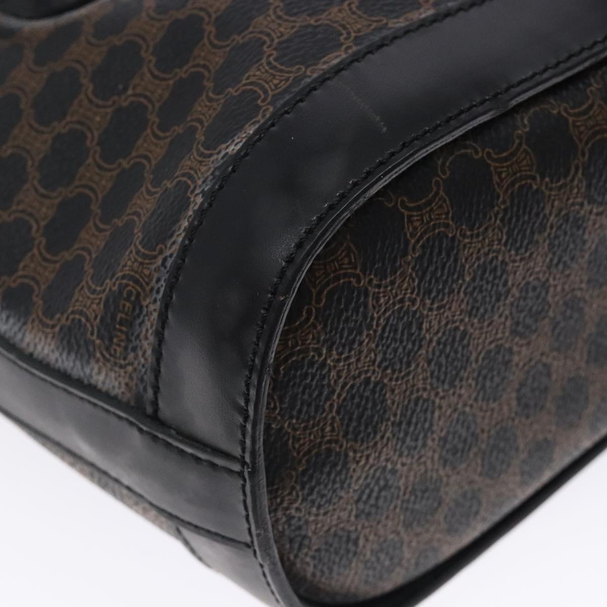 CELINE Macadam Canvas Tote Bag PVC Leather Black Gold Auth gh486